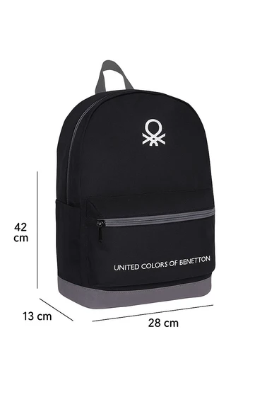 Benetton Unisex Siyah Okul Sırt Çantası 70419 - Resim 6