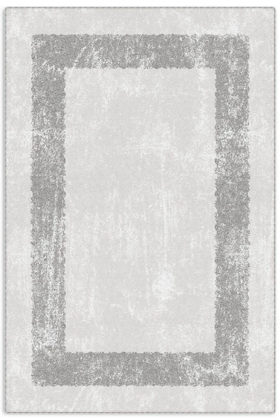 Pastel Home Gri Çerçeveli Eskitme Şönil Halı Kilim Yolluk Kaymaz Yıkanabilir Mutfak Koridor Oturma Odası Yatak