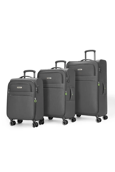 Pierre Cardin 3'lü Valiz Seti Lüx Kumaş Valiz Antrasit 04pc6000 ürün görseli