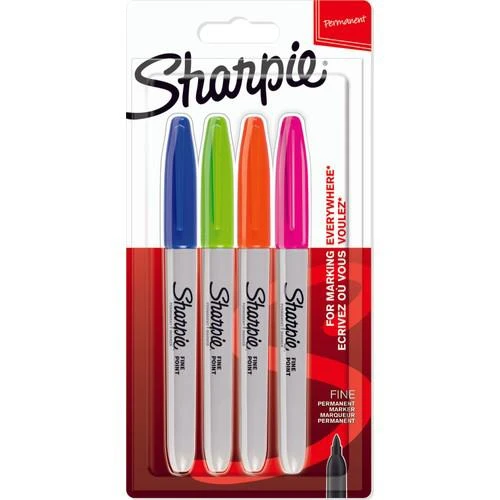 Sharpie Fine Permanent Markör. Canlı Renkler 4'lü ürün görseli