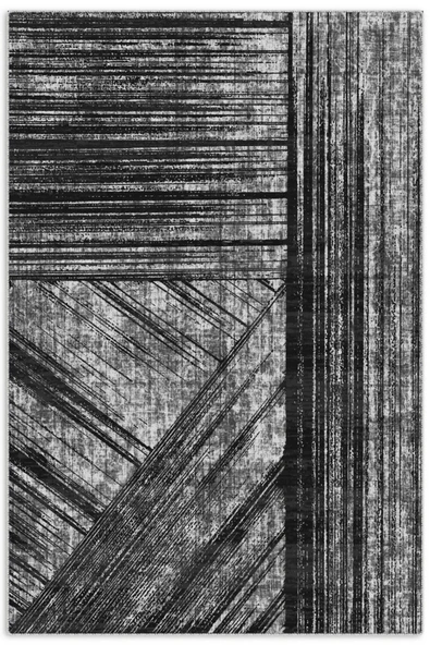 Pastel Home Modern Çizgili Siyah Gri Şönil Halı Kilim Yolluk Kaymaz Yıkanabilir Kendinden Saçaklı - Resim 9