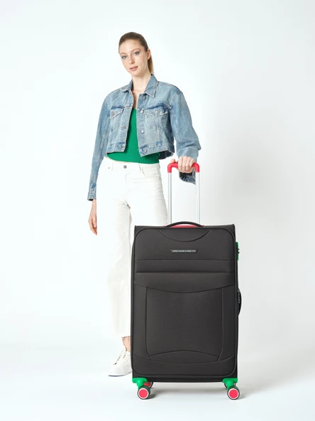 Benetton 3'lü Valiz Seti Lüx Kumaş Valiz Siyah Bnt2800 - 6