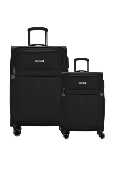 Pierre Cardin 2'li Valiz Seti Büyük Ve Kabin Boy Lüx Kumaş Valiz Siyah 04pc6000 ürün görseli 1