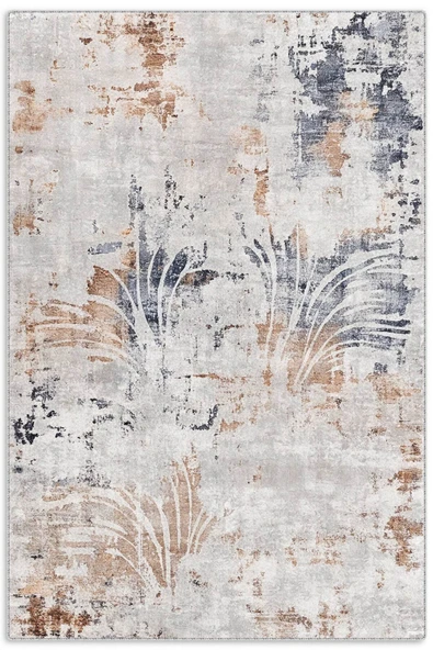 Pastel Home Tasarım Çift Taraflı Yıkanabilir Eskitme Şönil Halı Kilim Yolluk Yıkanabilir Vizon Lacivert - 9