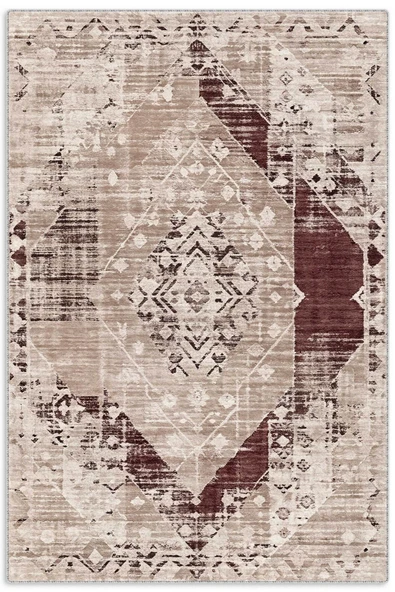 Pastel Home Tasarım Çift Taraflı Yıkanabilir Şönil Halı Kilim Yolluk Toprak Tonlarında Sıcak Ve Nötr Vintage - 9