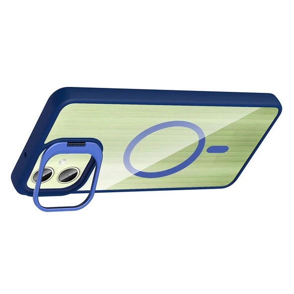 Galaxy A06 Kılıf Standlı ve Kamera Lens Hediyeli M-Safe Şarj Özellikli Zore Etro Kapak - 5