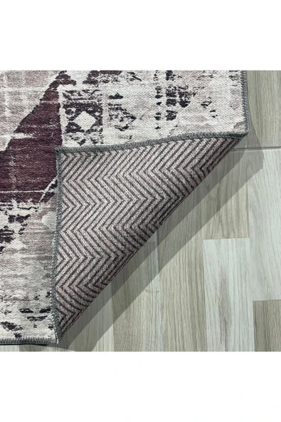 Pastel Home Tasarım Çift Taraflı Yıkanabilir Şönil Halı Kilim Yolluk Toprak Tonlarında Sıcak Ve Nötr Vintage - 5