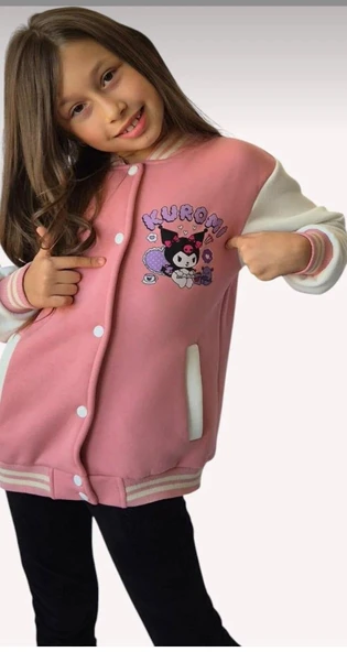 Cg Kids Kuromi içi Şardonlu Sırt Baskı Detaylı Kolej Ceket Süper Kalite Kumaş Baskı - 4