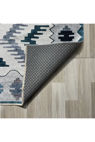 Pastel Home Petrol Yeşili Klasik Anadolu Kilim Şönil Halı Kilim Yolluk Kaymaz Yıkanabilir Mutfak Kordior Salon - 3