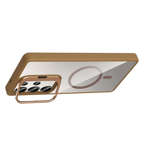 Galaxy S25 Ultra Kılıf Standlı ve Kamera Lens Hediyeli M-Safe Şarj Özellikli Zore Etro Kapak - Resim 9