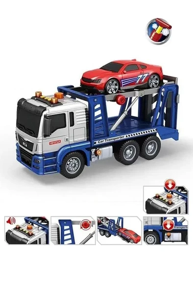 Işıklı Sesli Pilli Araç Taşıyıcı Fonksiyonlu Çekici Oyuncak Kamyon Araba ürün görseli