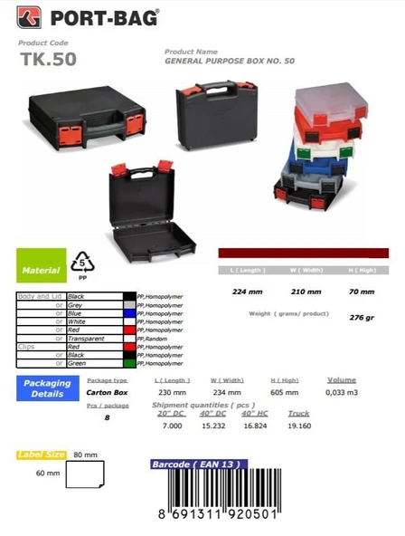 PortBag TK50 Çok Amaçlı El Aleti Çantası - Resim 4