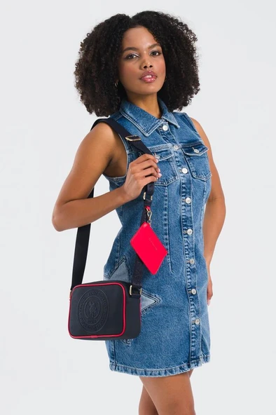 U.S. Polo Assn. Çapraz Askılı Kadın Çanta Lacivert-Kırmızı Us25275 - Resim 2