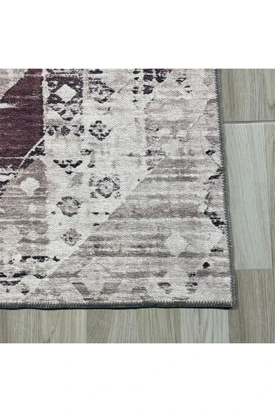 Pastel Home Tasarım Çift Taraflı Yıkanabilir Şönil Halı Kilim Yolluk Toprak Tonlarında Sıcak Ve Nötr Vintage - 14