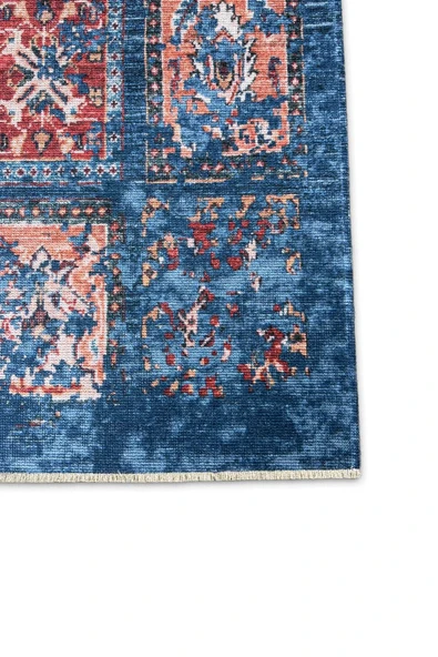 Pastel Home Eskitme afgan mavi şönil halı kendinden saçaklı halı kilim yolluk kaymaz yıkanabilir salon mutfak - Resim 10
