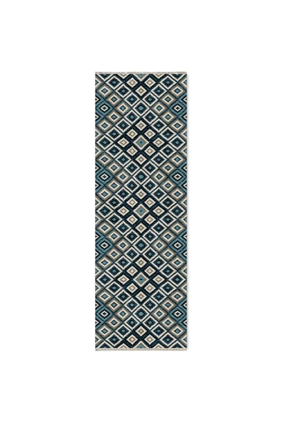 Pastel Home Mavi Anadolu Kilim Modeli Şönil Halı Kilim Yolluk Kaymaz Yıkanabilir Mutfak Kordior Salon - 6