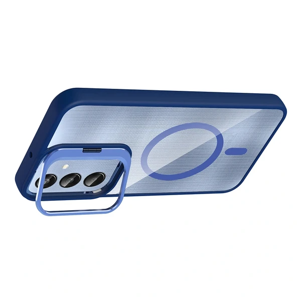 Galaxy A25 Kılıf Standlı ve Kamera Lens Hediyeli M-Safe Şarj Özellikli Zore Etro Kapak - 5