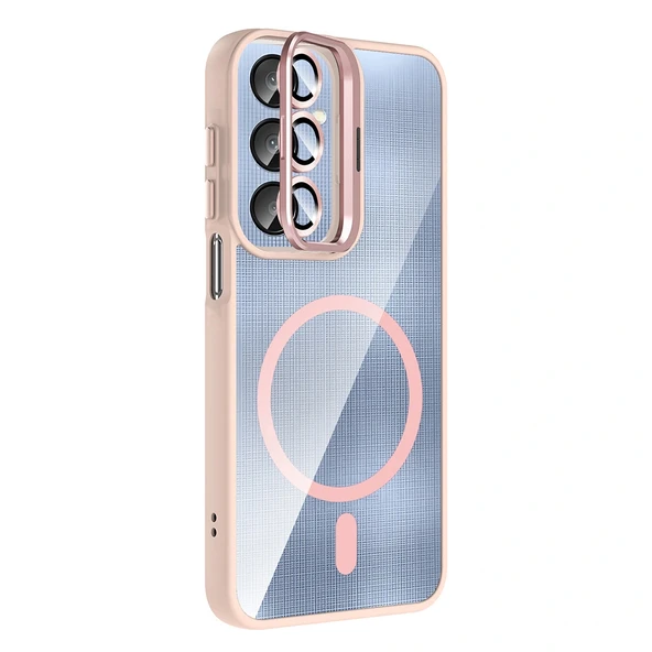 Galaxy A25 Kılıf Standlı ve Kamera Lens Hediyeli M-Safe Şarj Özellikli Zore Etro Kapak - 6