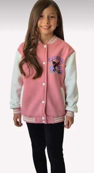 Cg Kids Kuromi içi Şardonlu Sırt Baskı Detaylı Kolej Ceket Süper Kalite Kumaş Baskı - 6