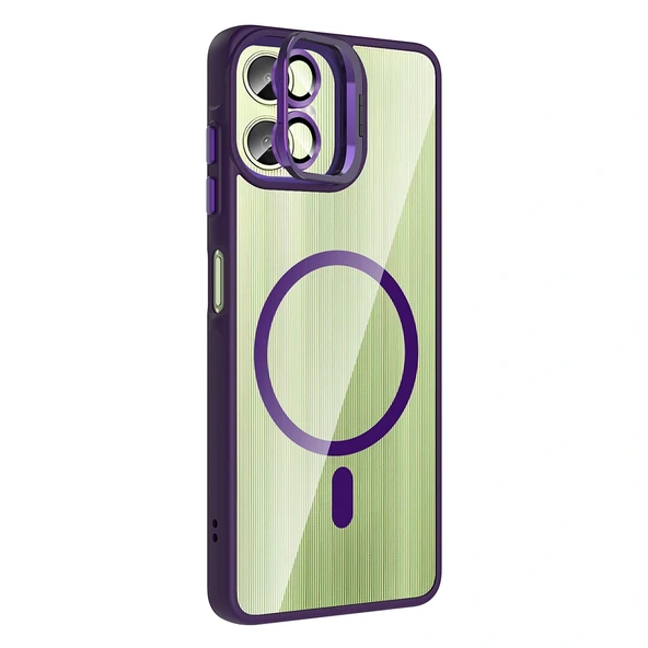 Galaxy A06 Kılıf Standlı ve Kamera Lens Hediyeli M-Safe Şarj Özellikli Zore Etro Kapak - 2