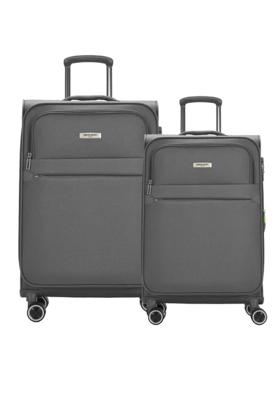 Pierre Cardin 2'li Valiz Seti Orta Ve Kabin Boy Lüx Kumaş Valiz Antrasit 04pc6000 ürün görseli 1