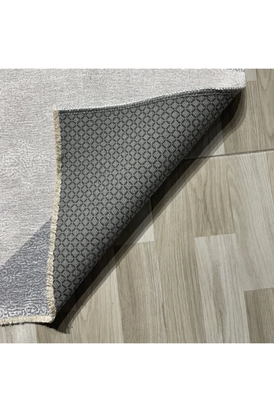 Pastel Home Siyah Gri Antrasit Modern Şönil Halı Kilim Yolluk Kaymaz Yıkanabilir Salon Koridor Mutfak - Resim 3