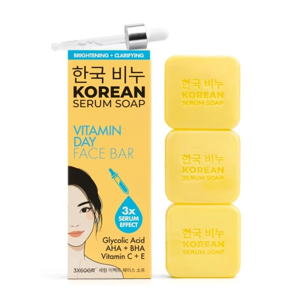 GREEN LABEL KOREAN VITAMIN DAY FACE BAR-VİTAMİN GÜNLÜK AYDINLATICI YÜZ SABUNU 3*60GR