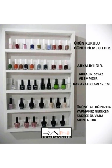 Ahşap Oje Rafı - Biblo, Takı, Aksesuar Rafı 50x55 cm ürün görseli