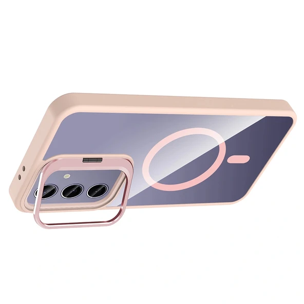 Galaxy S24 Plus Kılıf Standlı ve Kamera Lens Hediyeli M-Safe Şarj Özellikli Zore Etro Kapak - Resim 11