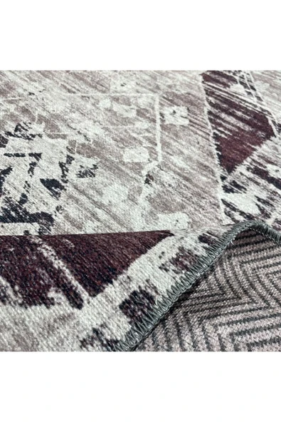 Pastel Home Tasarım Çift Taraflı Yıkanabilir Şönil Halı Kilim Yolluk Toprak Tonlarında Sıcak Ve Nötr Vintage - 15