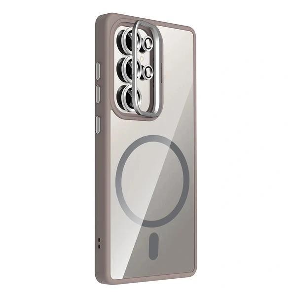 Galaxy S25 Ultra Kılıf Standlı ve Kamera Lens Hediyeli M-Safe Şarj Özellikli Zore Etro Kapak - Resim 10