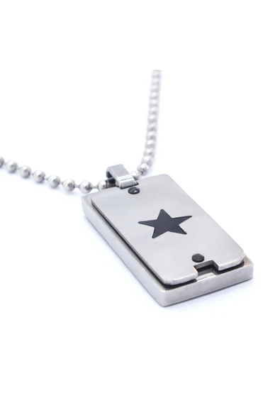 316L Çelik Yıldız Model Erkek Plaka Kolye 60 cm EKLY-128 - Resim 4