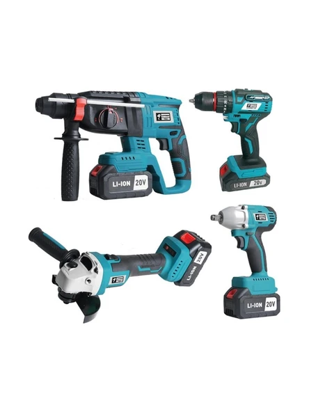 Catpower 1380 Kömürsüz 20V 4.0Ah 3 Akülü 4’lü Set - Kırıcı Delici - Avuç Taşlama - Darbeli Vidalama - Somun Sıkma ürün görseli