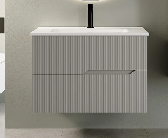 Denko Tiran 100 cm (Beyoğlu Gri) Banyo Dolabı (Alt Modül Lavabo) - Resim 2