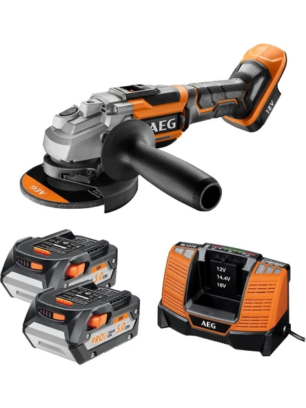 Aeg BEWS18-125BLLI-502C 2x5.0Ah Çift Akülü Kömürsüz Avuç Taşlama - 4935464417 ürün görseli