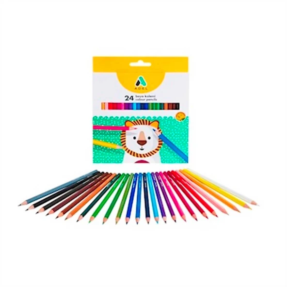 Adel Karton Kutu Boya Kalemi 24 Renk Tam Boy - Resim 2