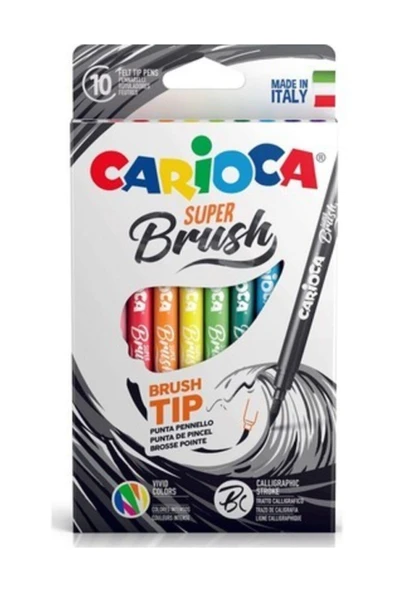 Carioca Super Brush Fırça Uçlu Keçeli Boya Kalemi 10'Lu ürün görseli
