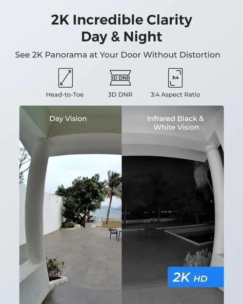REOLINK Kapı Zili WiFi Kamera - Kablolu 5MP Dış Mekan Video Kapı Zili - Resim 2