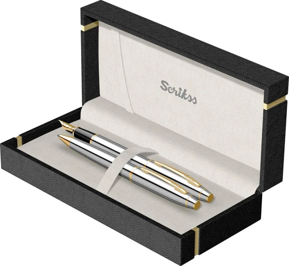 Scrikss 35 Dolma + Tükenmez Kalem Seti Gold Krom ürün görseli