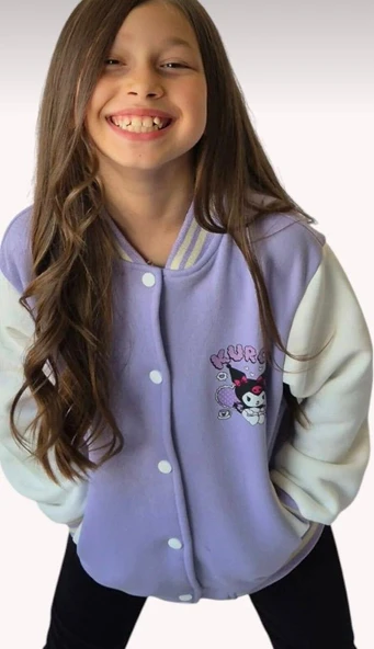 Cg Kids Kuromi içi Şardonlu Sırt Baskı Detaylı Kolej Ceket Mor Renk Süper Kalite Kumaş Baskı - 4