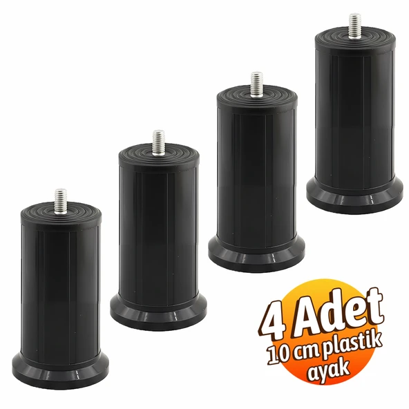 Keson 4 Adet 10 cm Siyah Plastik Mobilya Baza Tv Ünitesi Yükseltme Ayağı Destek Ayağı - Resim 5