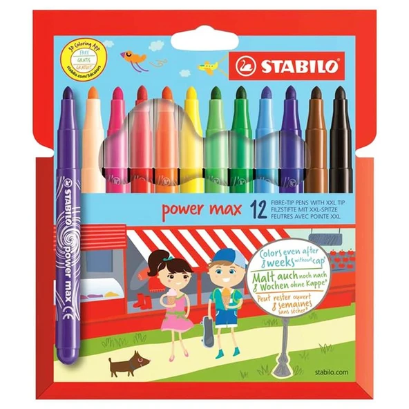 Stabilo Power Max Kalın Uçlu Keçeli Kalem 12li Kutu ürün görseli