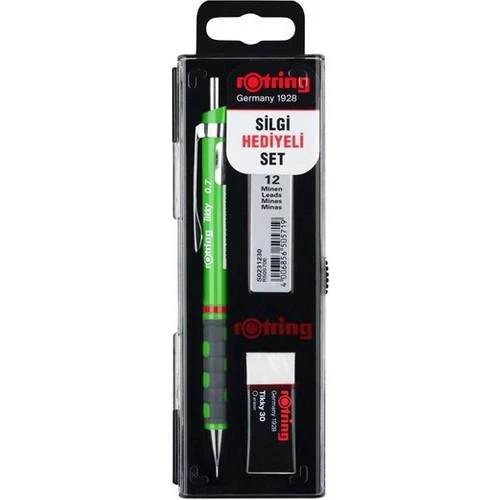 Rotring Tikky Okul Seti 0.7 mm Koyu Yeşil Versatil Kalem + Silgi + Uç ürün görseli