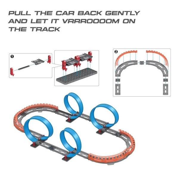 69 Parça Çek Bırak Araba Oyuncak Yarış Seti - Resim 2