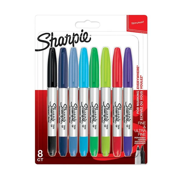 Sharpie Permanent Markör Kalem Twin Tip Karışık Renk 8'li ürün görseli