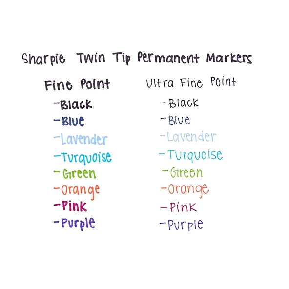 Sharpie Permanent Markör Kalem Twin Tip Karışık Renk 8'li - Resim 3