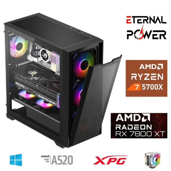 ETERNAL POWER RYZEN 7 5700X 32G DDR4 1TB M.2 RX7800XT A520 M650W ürün görseli 1