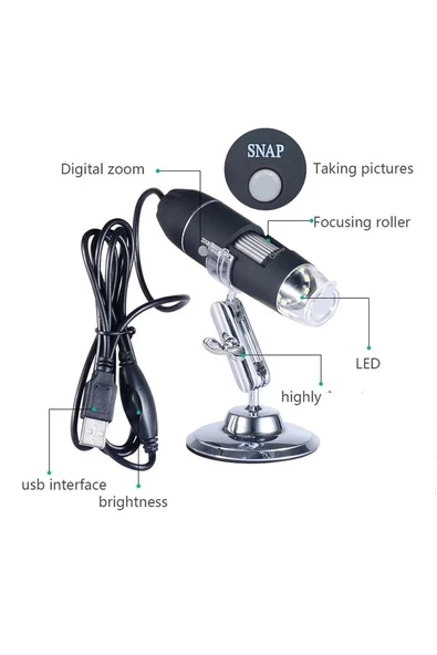 1600x Usb Dijital Mikroskop Kamera Endoskop 8led Büyüteç Metal Standı - 6