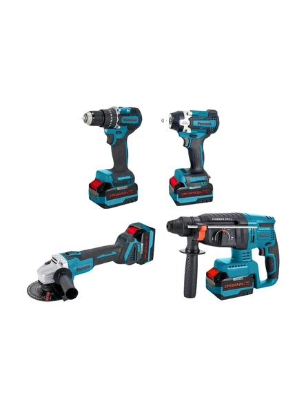 Catpower 1580 Kömürsüz 20V 3x4.0Ah Akülü 4’lü Set - Kırıcı Delici - Avuç Taşlama - Darbeli Vidalama - Somun Sıkma ürün görseli