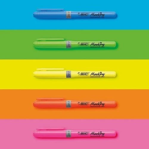 Bic Highlighter Grip 12 Renk Fosforlu Kalem Set Pastel + Canlı Renkler - Resim 3